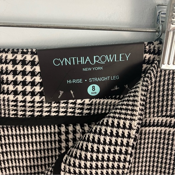 CYNTHIA ROWLEY Houndstooth High Rise Straight Leg Trouser Pants 8, 12 - Picture 10 of 16